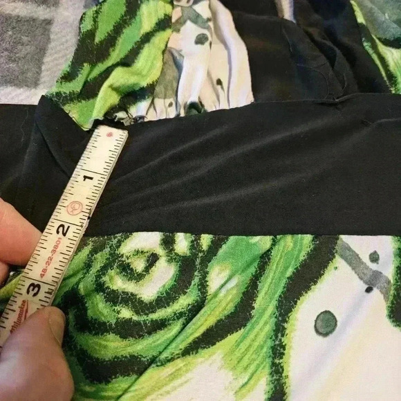 Exess silky halter top size medium white and black dress with green floral - Picture 5 of 9